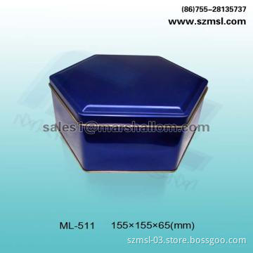 hexagon tin box, metal box, gift box, candy box